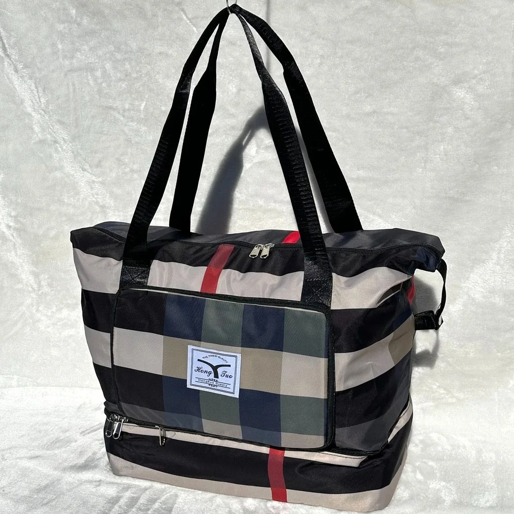 Large Travel Tote Duffel Bag Foldable Waterproof Gym Bag Shoe Section Carry On